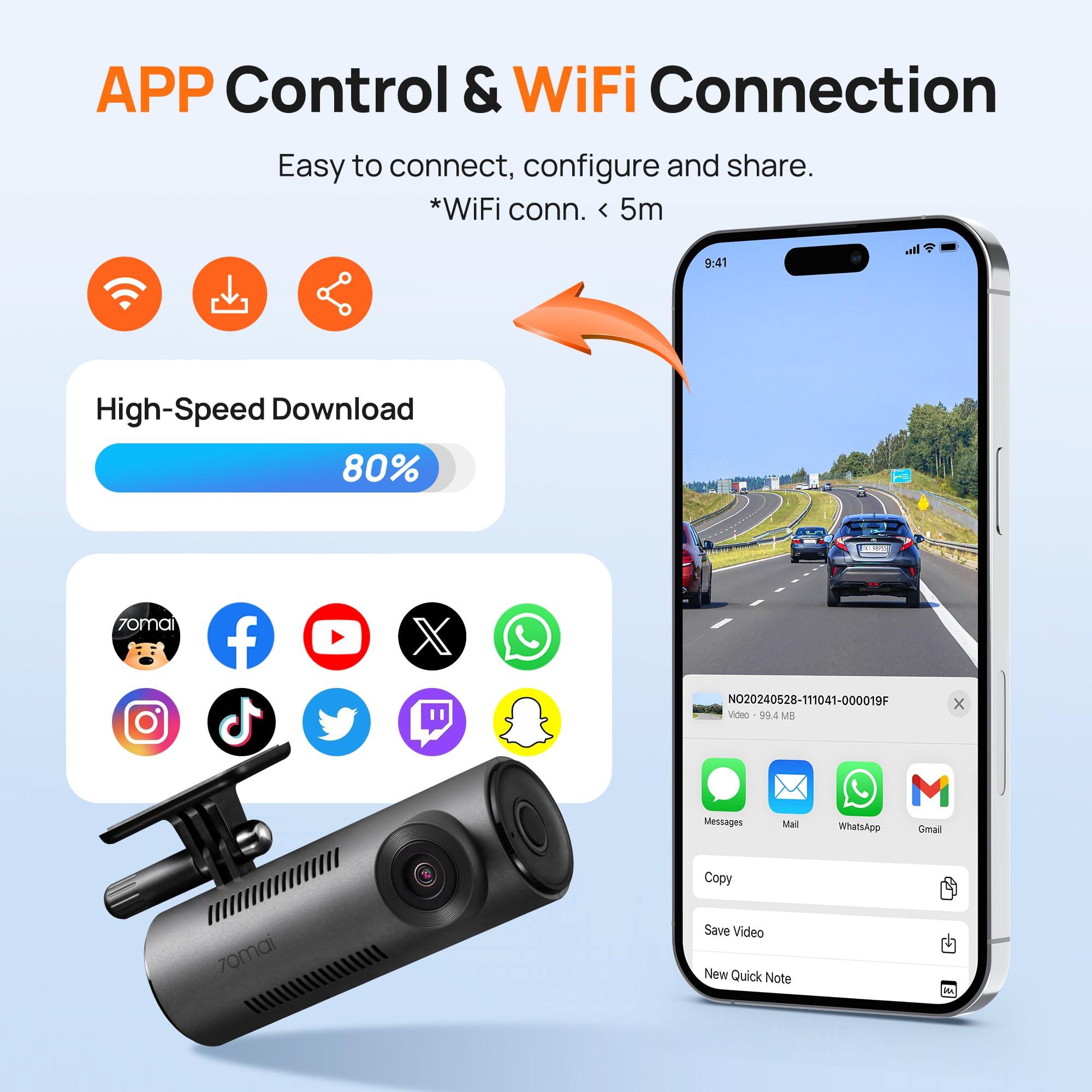 Foto 4 | Dash Cam 70mai M310 1296p Qhd Wifi 130° Fov De Gran Angular - Venta Internacional.