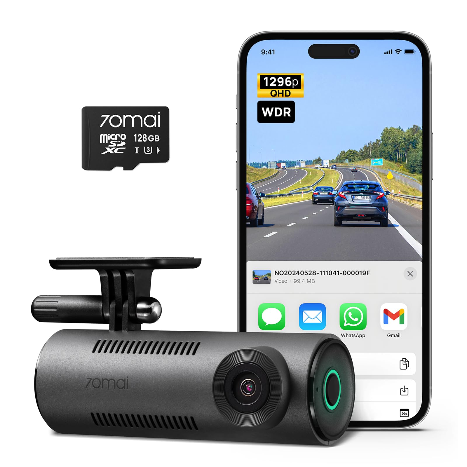 Dash Cam 70mai M310 1296p Qhd + Tarjeta Sd De 128 Gb Para Coches - Venta Internacional.