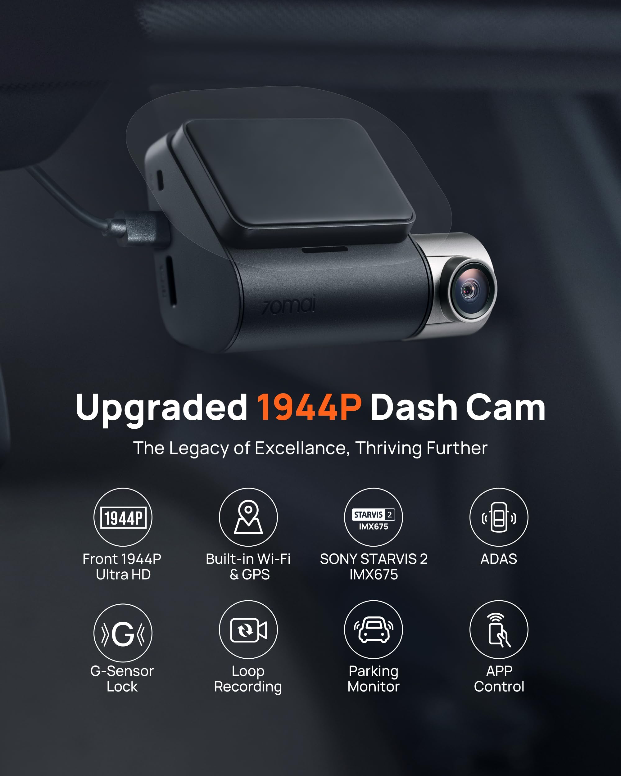 Foto 3 pulgar | Dash Cam 70mai A510 1944p+1080p Delantera Y Trasera Con Tarjeta De 64 Gb - Venta Internacional.