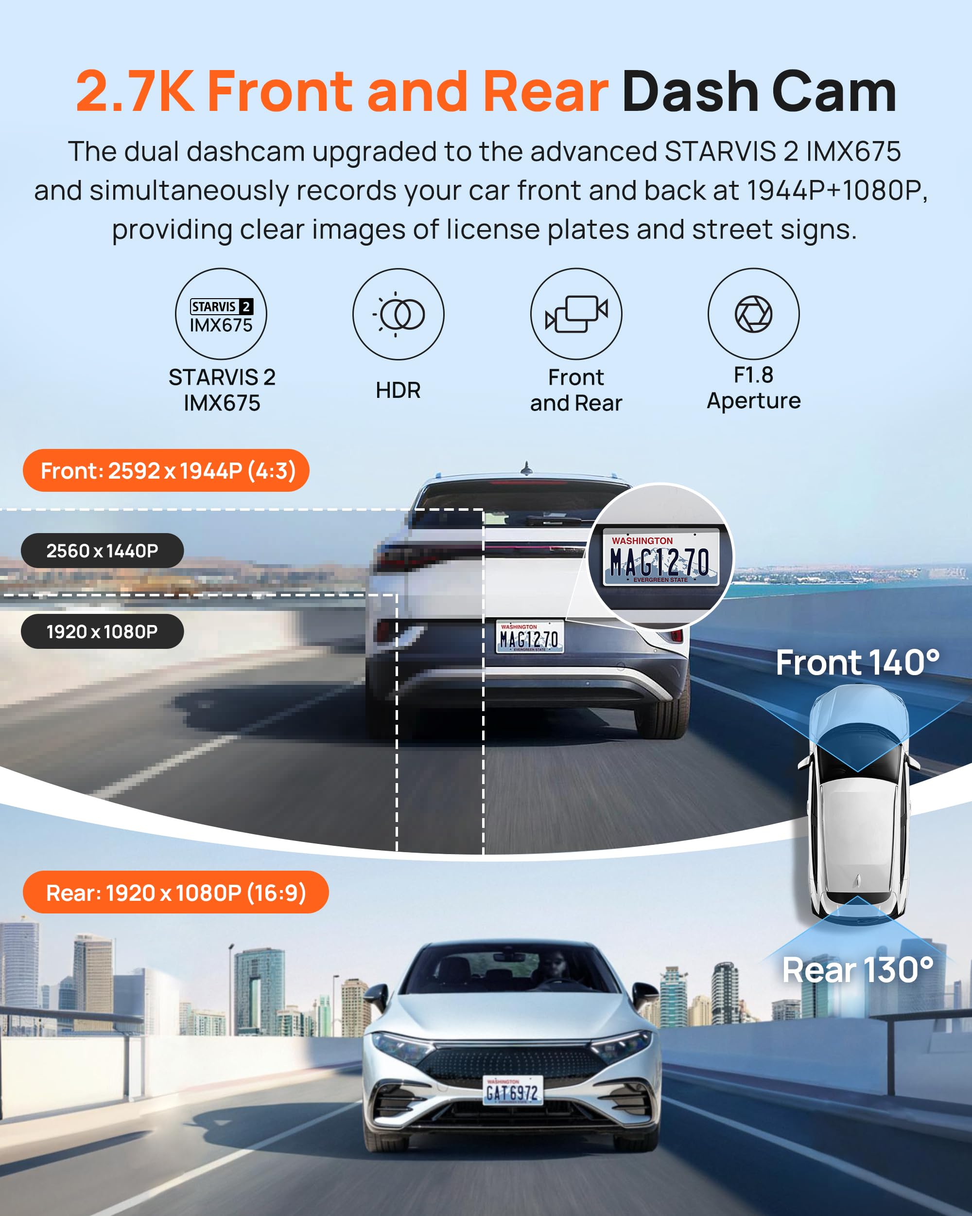 Foto 5 pulgar | Dash Cam 70mai A510 1944p+1080p Delantera Y Trasera Con Tarjeta De 64 Gb - Venta Internacional.