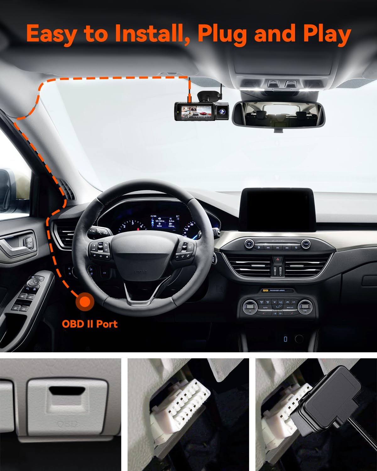 Foto 7 | Cable De Alimentación Vantrue Tipo C, Pantalla Led Usb Obd, Cableado De 10 Pies - Venta Internacional.