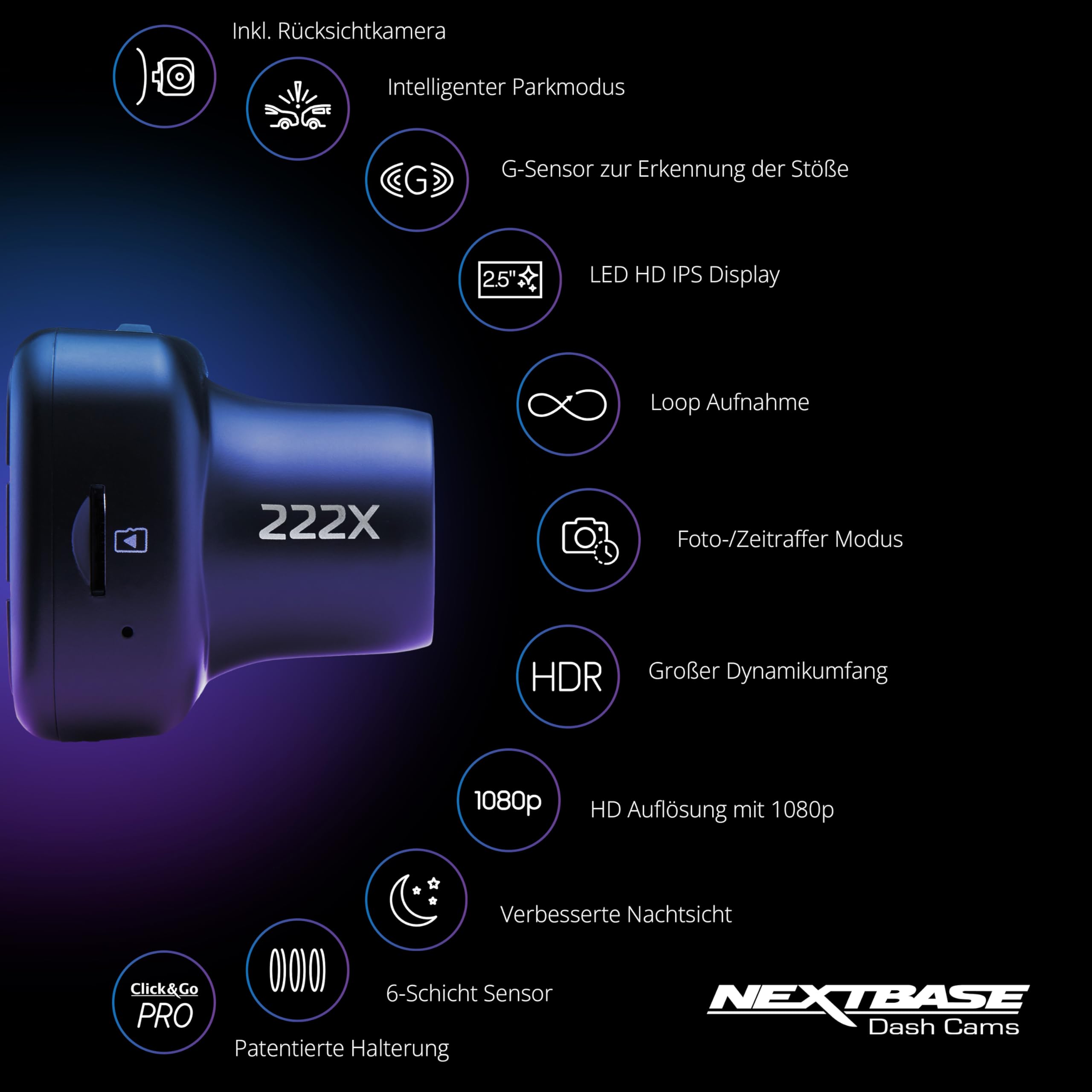 Foto 7 pulgar | Dash Cam Nextbase 222x Grabación Hd De 1080p En La Parte Delantera Y Trasera - Venta Internacional.