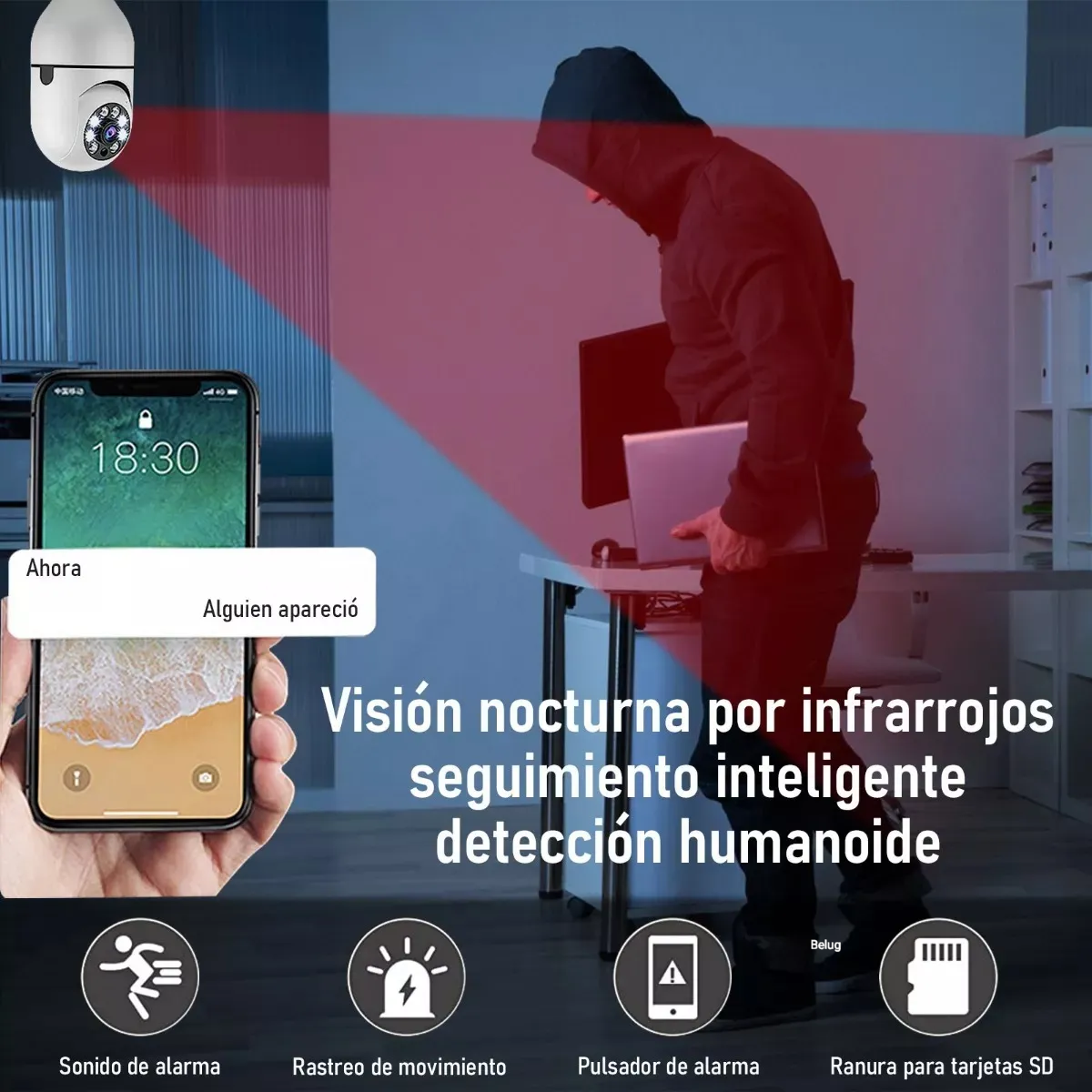 Foto 3 pulgar | 4 Piezas Camara Tipo Foco 360° Impermeable De1080 Con Wifi Blancas