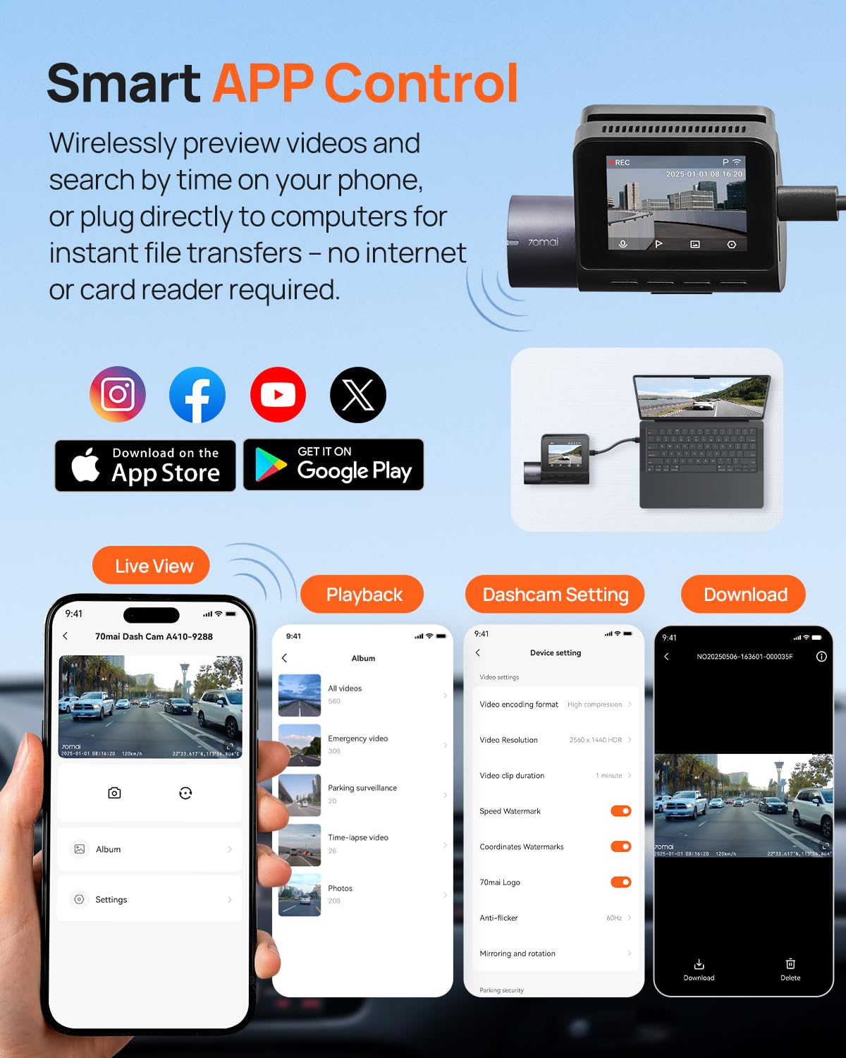 Foto 5 pulgar | Dash Cam 70mai A410 2.5k+1080p En La Parte Delantera Y Trasera Con Tarjeta De 64 Gb - Venta Internacional.