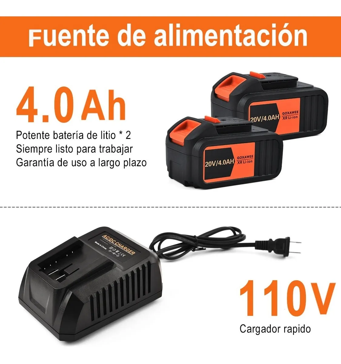 Foto 4 pulgar | Llave De Impacto Goxawee Inalámbrica De 20v Con 2 Baterías