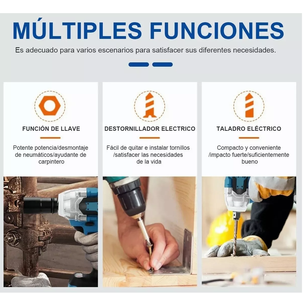 Foto 4 pulgar | Kit Llave de Impacto Inalámbrico Eo Safe Imports Esi-7123 Multicolor