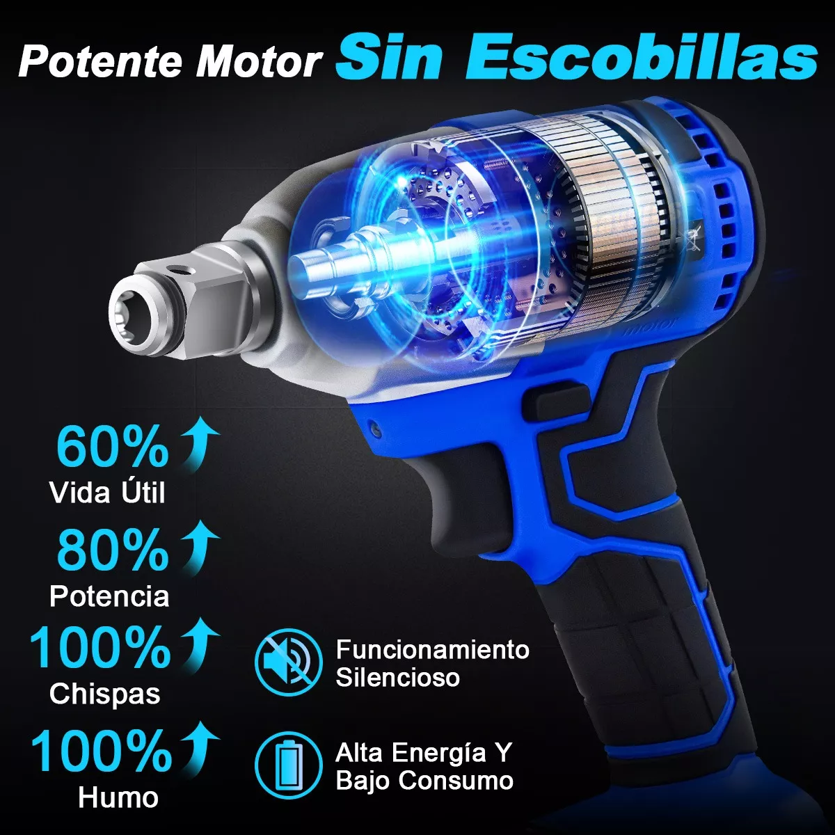 Foto 4 pulgar | Llave de Impacto Eléctrica Eo Safe Imports ESI-7109 color Azul 15 Piezas