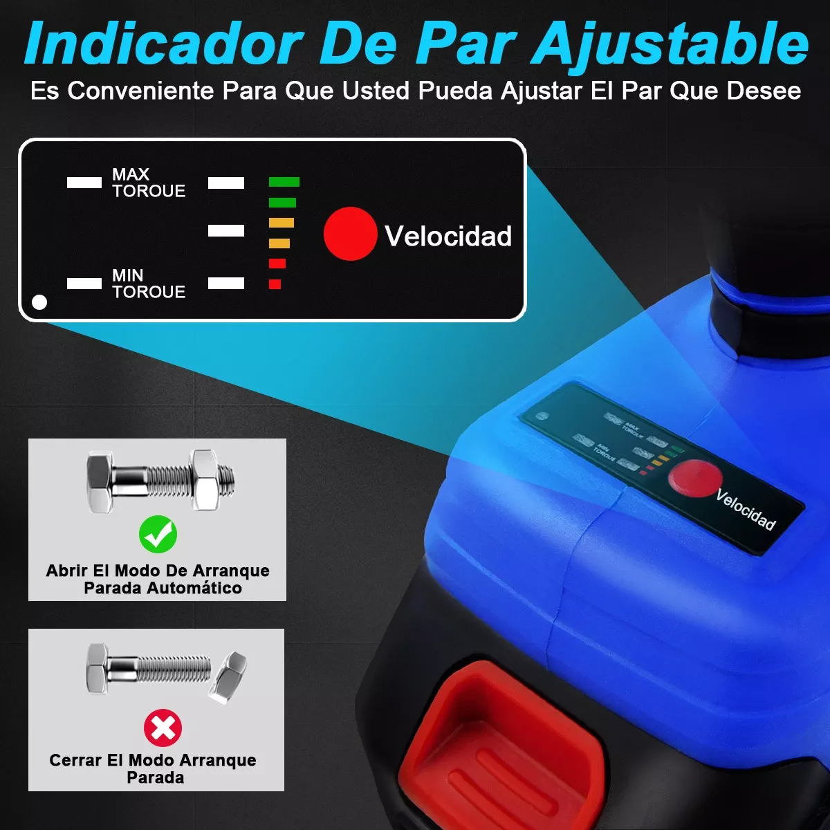 Foto 5 pulgar | Llave de Impacto Eléctrica Eo Safe Imports ESI-7109 color Azul 15 Piezas