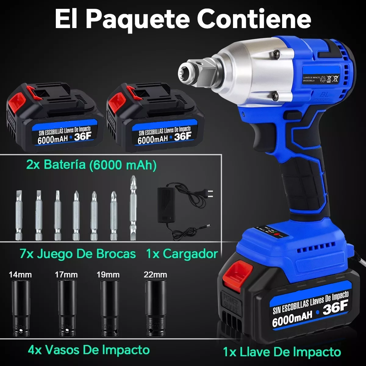 Foto 7 pulgar | Llave de Impacto Eléctrica Eo Safe Imports ESI-7109 color Azul 15 Piezas