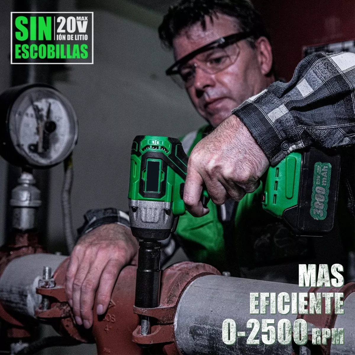 Foto 6 pulgar | Llave de Impacto Inalámbrica Eo Safe Imports ESI-7114 color Verde 20v 3.0ah 20 Piezas