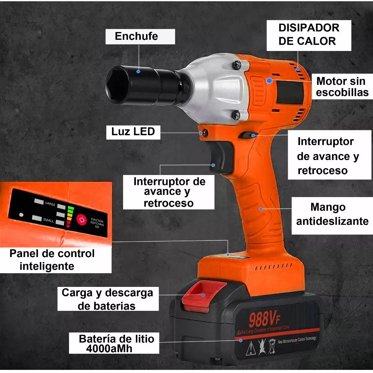 Foto 5 pulgar | Pistola de Impacto Eo Safe Imports ESI-7119 color Naranja 36 Piezas