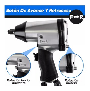 Foto 3 | Llave de Impacto Day Plus Plata con Negro Pistola Neumática 1/2 Industria con 10 Dados