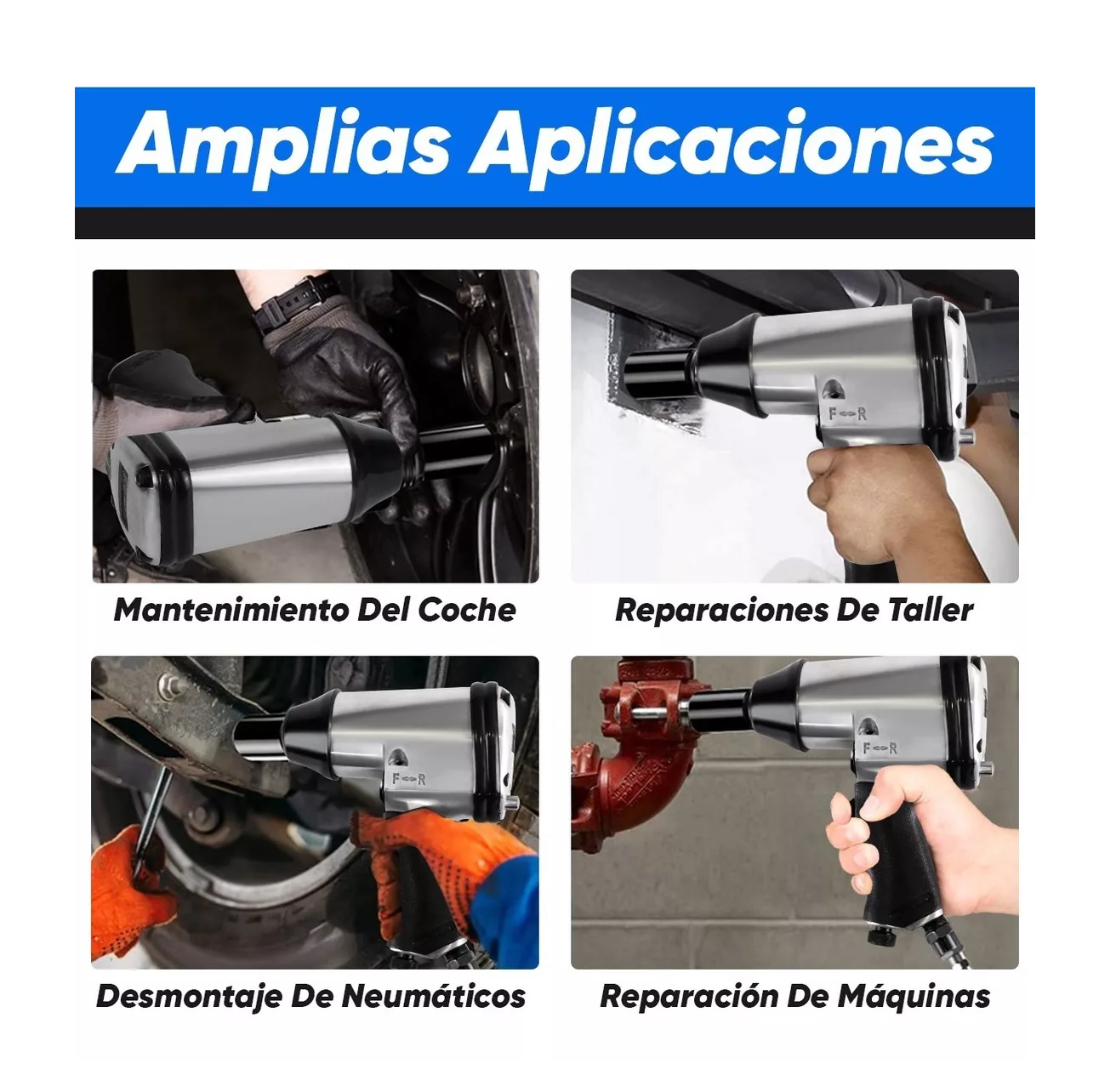 Foto 5 pulgar | Llave de Impacto Day Plus Plata con Negro Pistola Neumática 1/2 Industria con 10 Dados