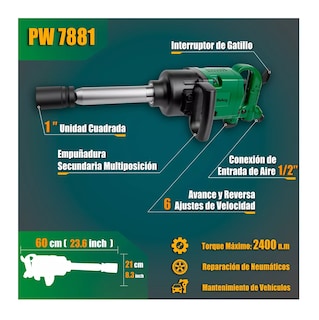 Foto 2 | Llave de Impacto Neumática Anirona 2400NM Industrial Verde y Negro