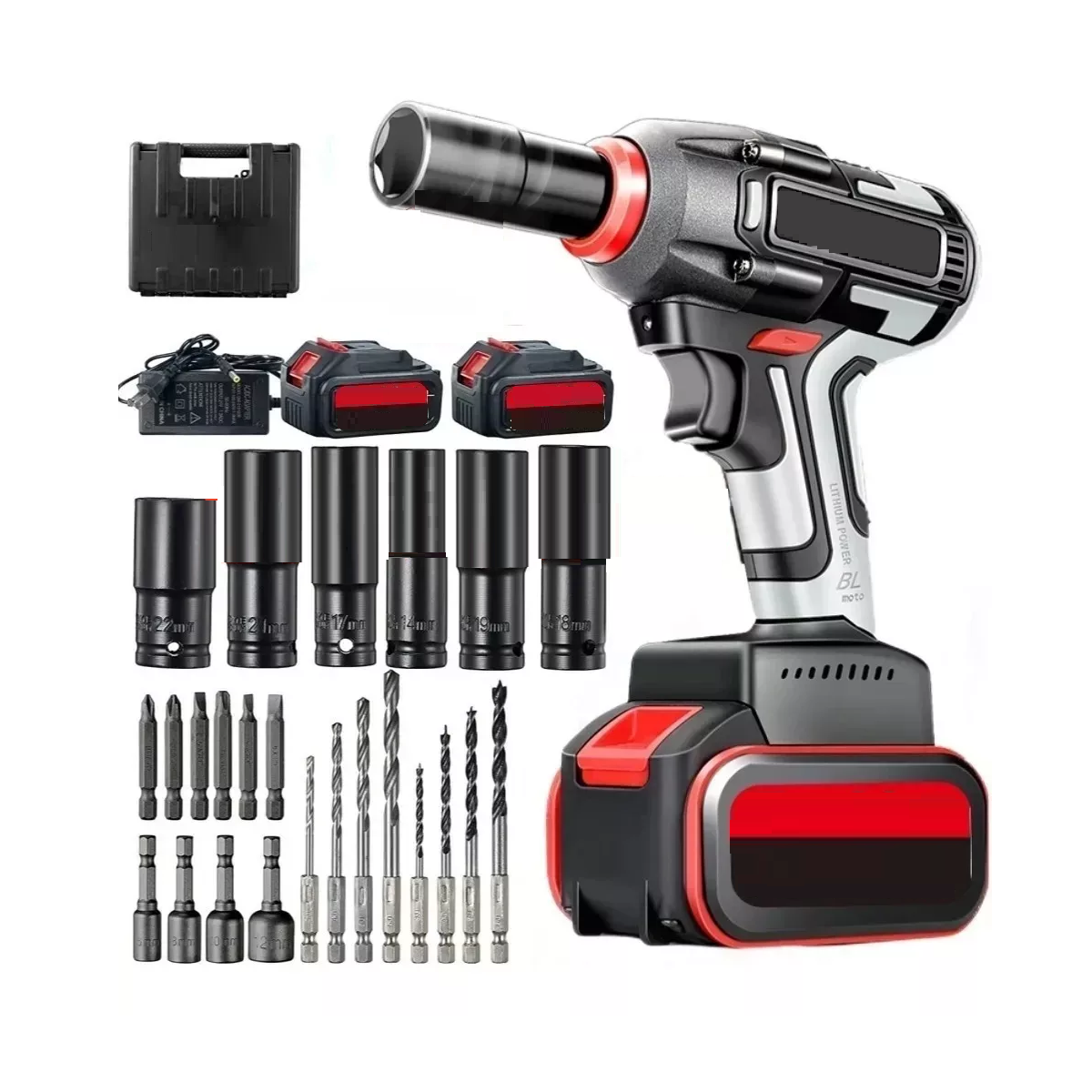 Foto 1 | Kit Llave de Impacto Inalámbrico Motor Sin Escobillas 2 Baterías 29 Pzs. Eo Safe Imports Esi-9320 Negro