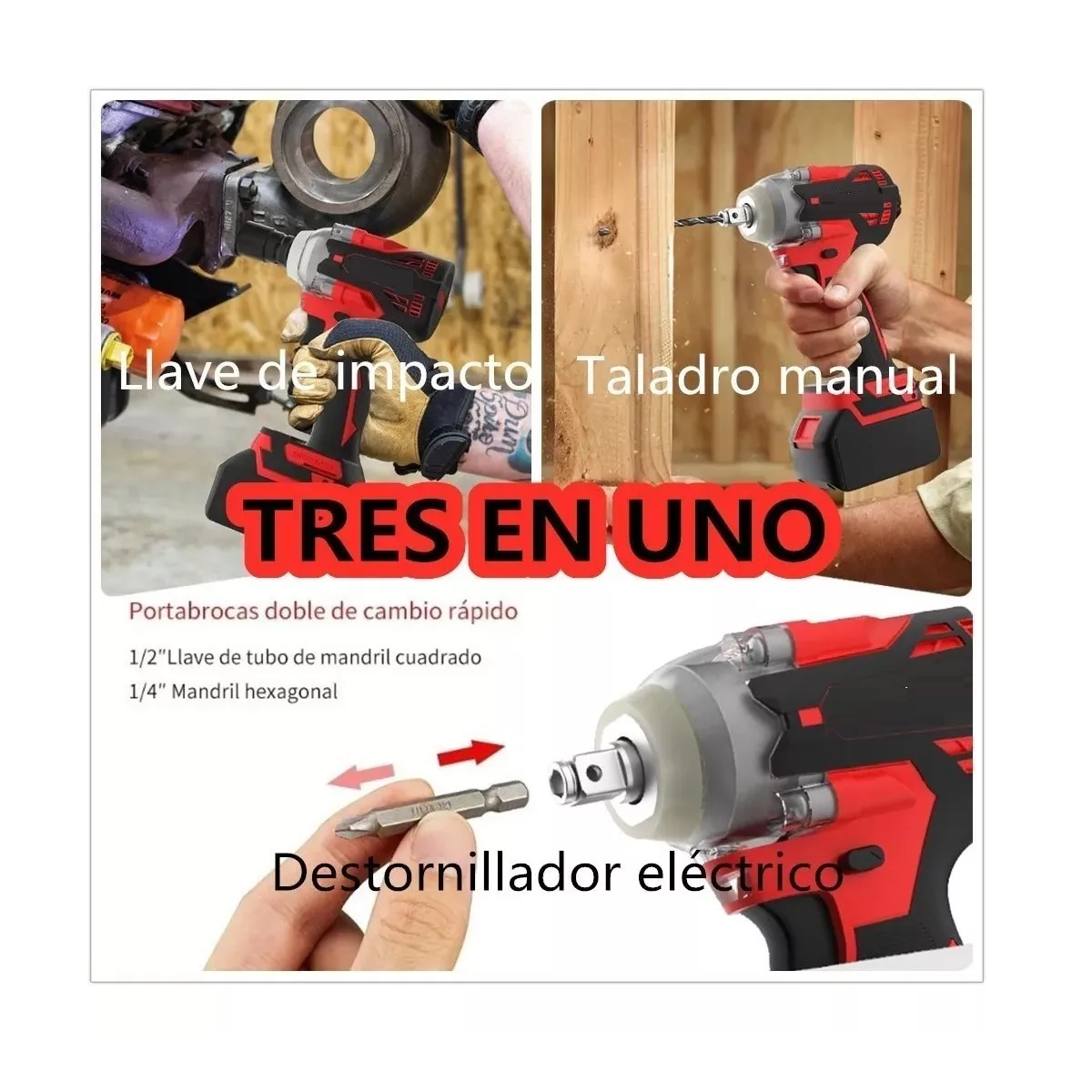 Foto 2 | Kit Llave de Impacto Inalámbrico Motor Sin Escobillas 2 Baterías 29 Pzs. Eo Safe Imports Esi-9320 Negro