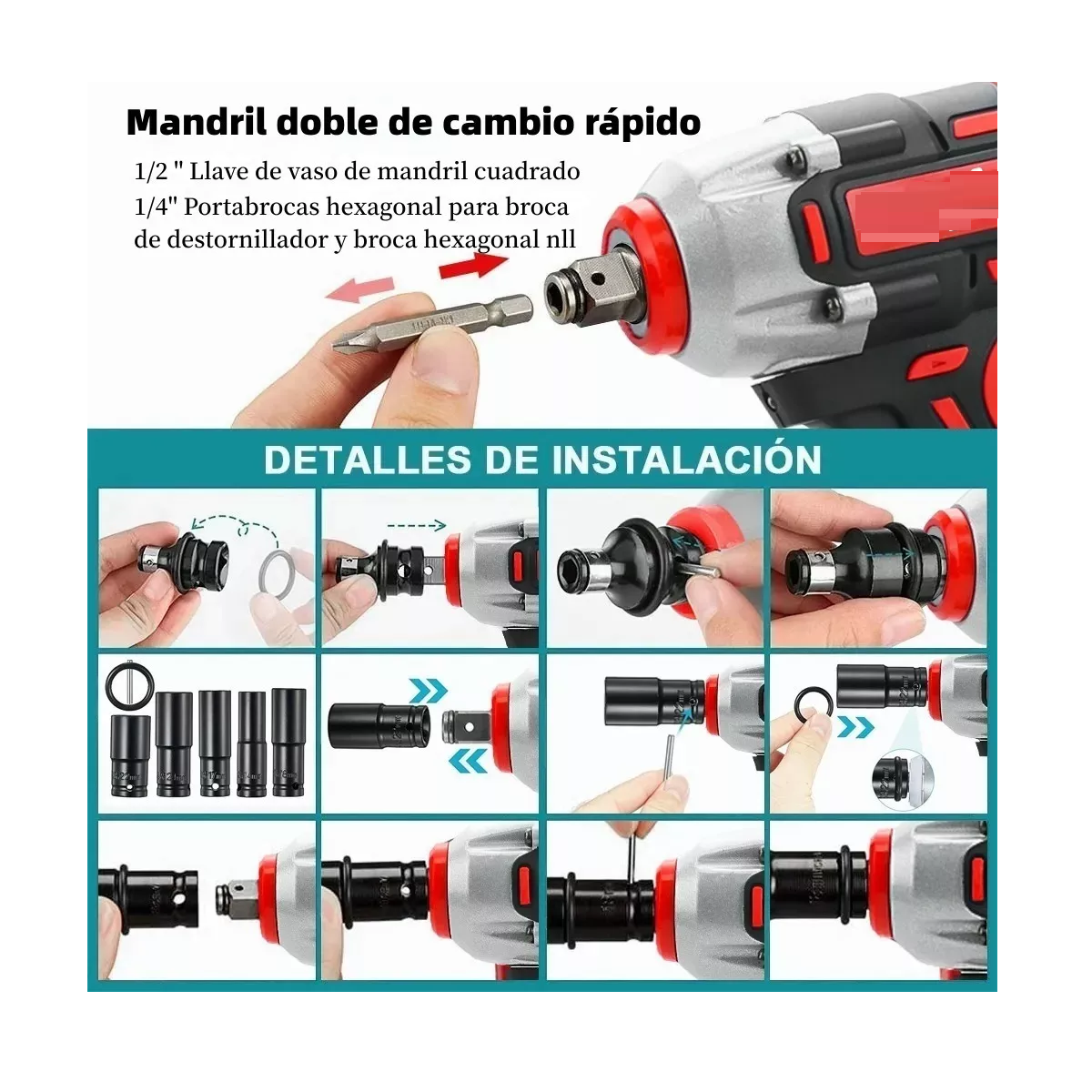 Foto 4 pulgar | Kit Llave de Impacto Inalámbrico Motor Sin Escobillas 2 Baterías 29 Pzs. Eo Safe Imports Esi-9320 Negro