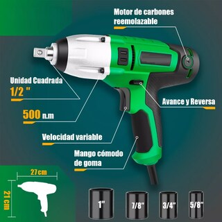 Foto 2 | Llave De Impacto 1/2'' 500 Nm 700w Industial Eo Safe Imports Esi-9339 Multicolor