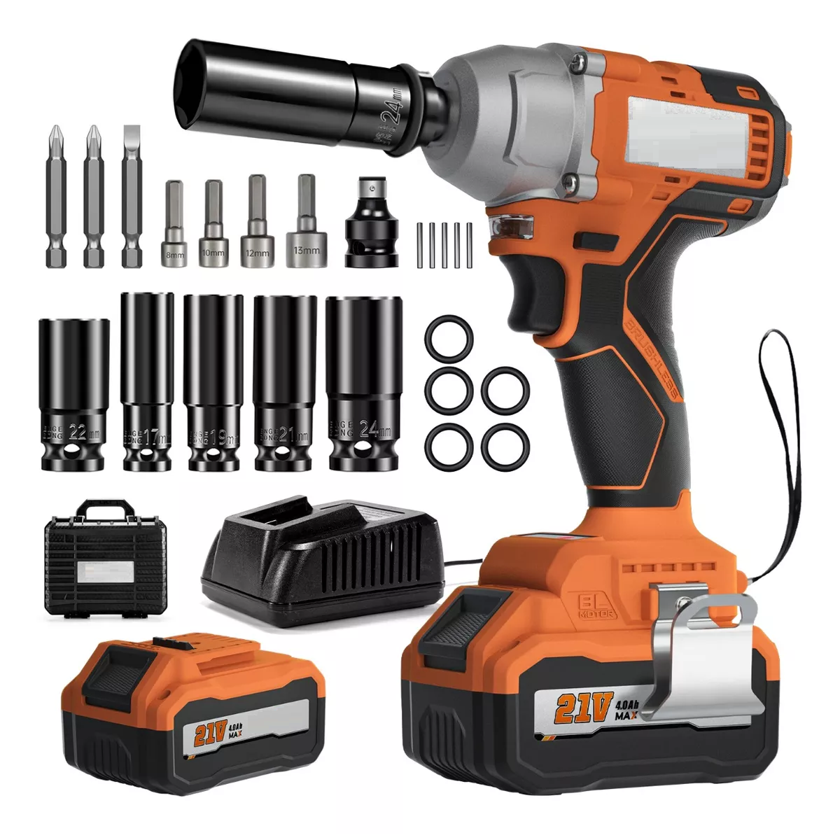 Kit Llave De Impacto Pistola Inalámbrico 28 pzs. Eo Safe Imports Esi-9698 Multicolor