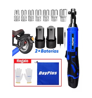 Foto 2 | Llave de Matraca Inalámbrico de 3/8 " con 2 Baterías Negro y Azul