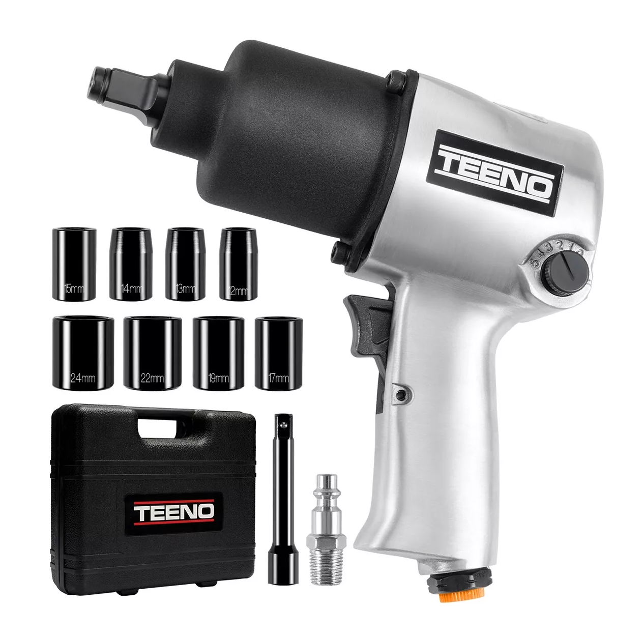 Llave de Impacto Teeno Neumática Prof. 1/2'' 7.500 Rpm 680nm color Plata y Negro
