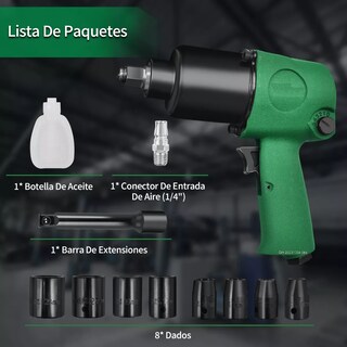 Foto 3 | Llave De Impacto Pistola Neumática 1/2'' Eo Safe Imports Esi-12008 Verde
