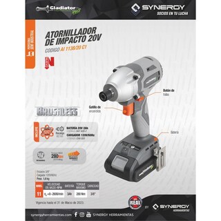 Foto 6 | Atornillador De Impacto Recargable 3/8 Pulgadas Sin Carbones