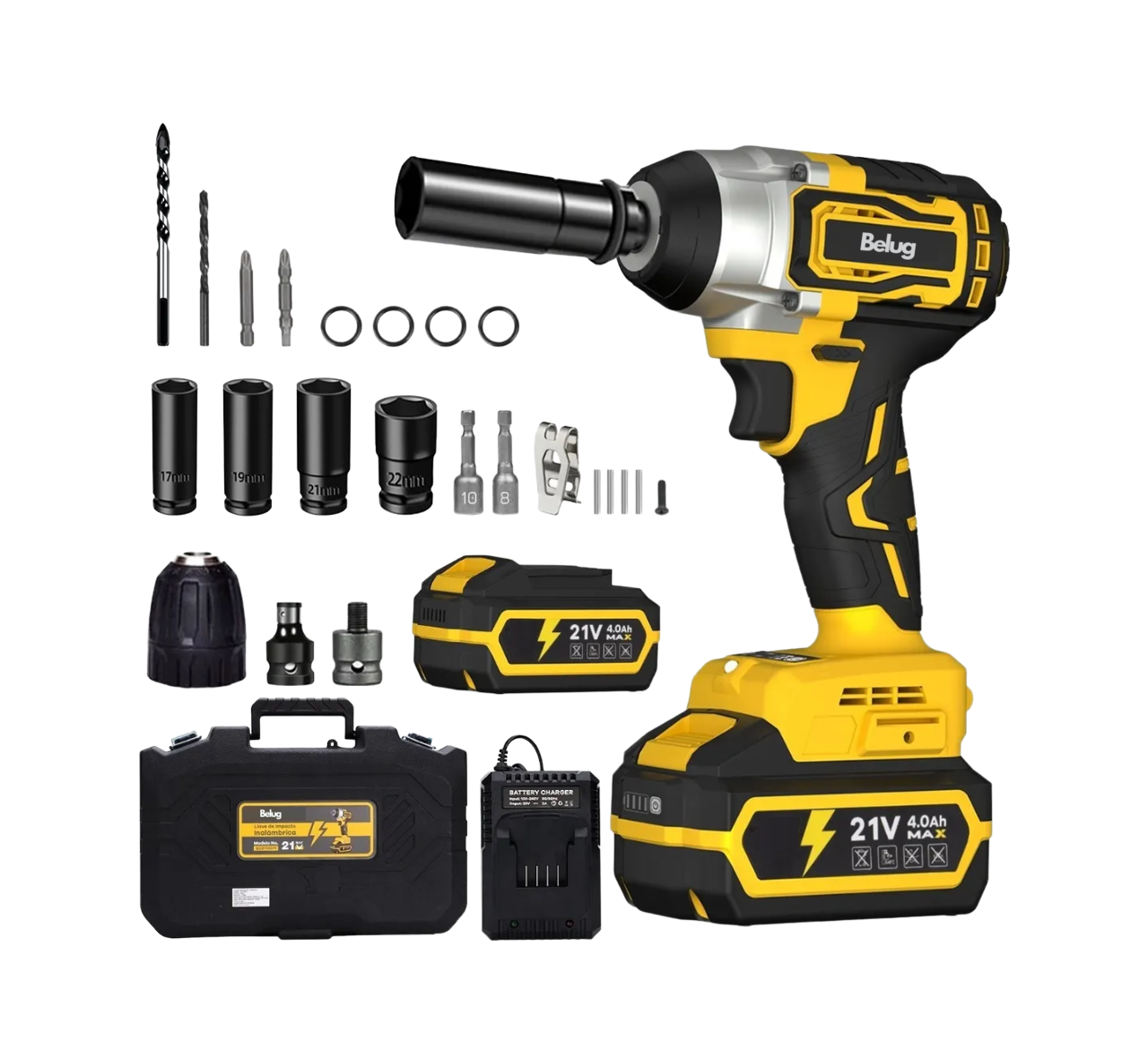 Llave De Impacto Belug Inalámbrico Pistola Eléctrica Amarillo
