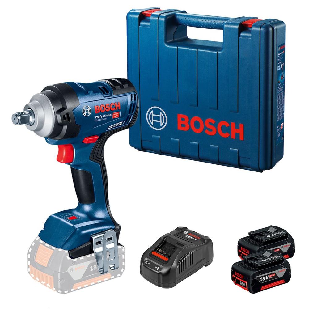 Foto 2 pulgar | Llave Impacto Bosch Gds 18v-400 + 2 Baterías 4.0 Ah +maletín