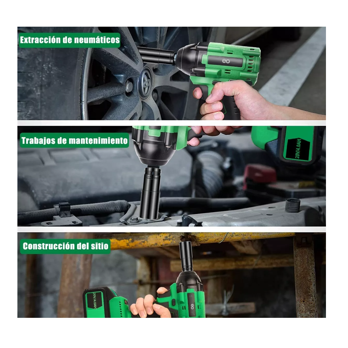 Foto 2 | Llaves De Impacto Inalámbrico Eléctrica De 20v 4.0ah Esi-7100-1 Verde