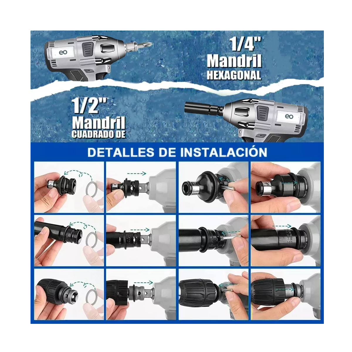 Foto 4 pulgar | Llave de Impacto Inalámbrico Taladro Recargable Eo Safe Imports ESI-11814-1 Multicolor
