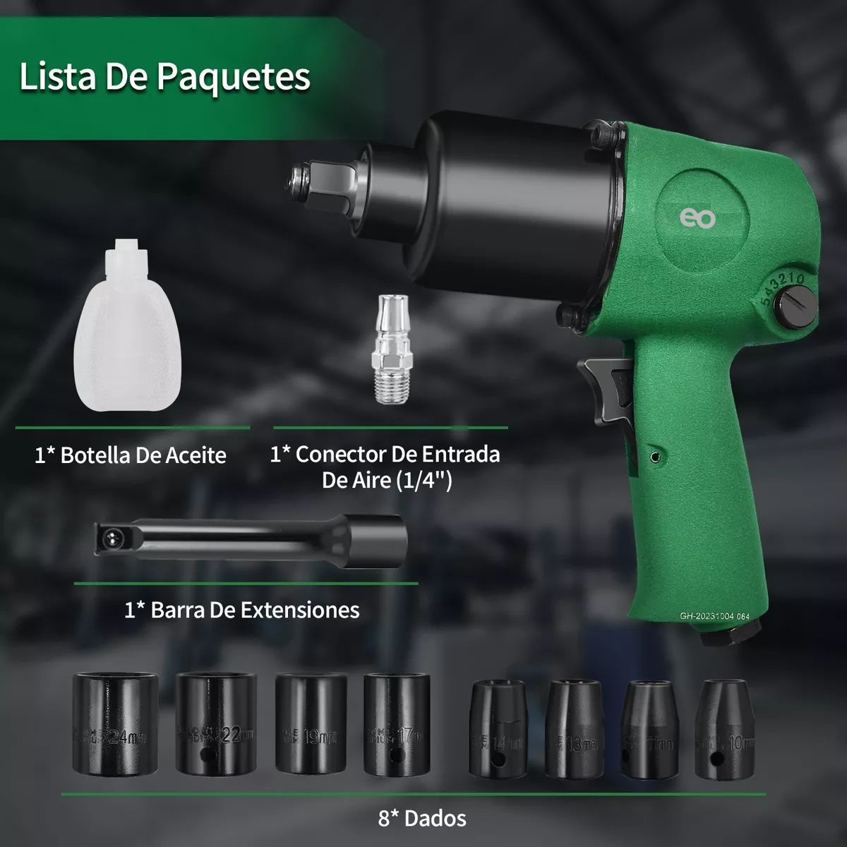 Foto 4 pulgar | Llave De Impacto Pistola Neumática 1/2'' Eo Safe Imports Esi-12008-1 Verde