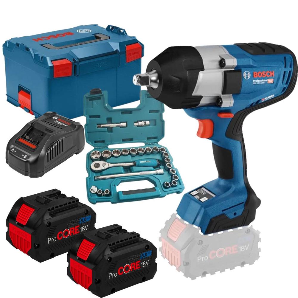 Llave Impacto Bosch Gds 18v-1000 + Set Dados Matraca Makita