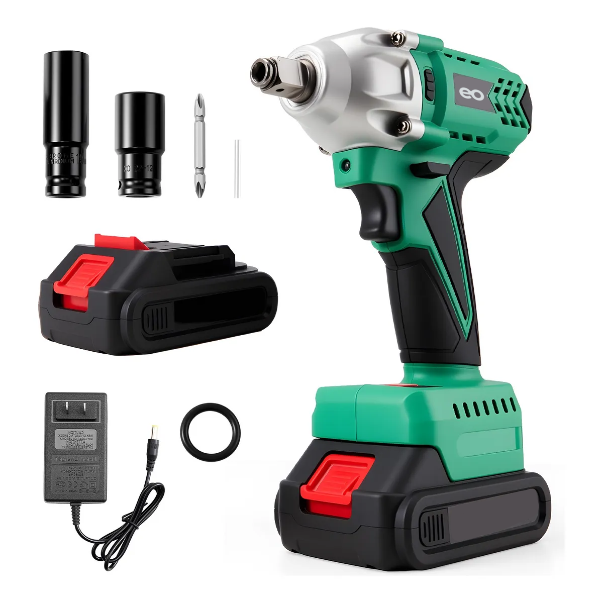 Pistola De Impacto Inalámbrica Llave Eléctrica Taladro 1pila Eo Safe Imports Esi-18700 Verde