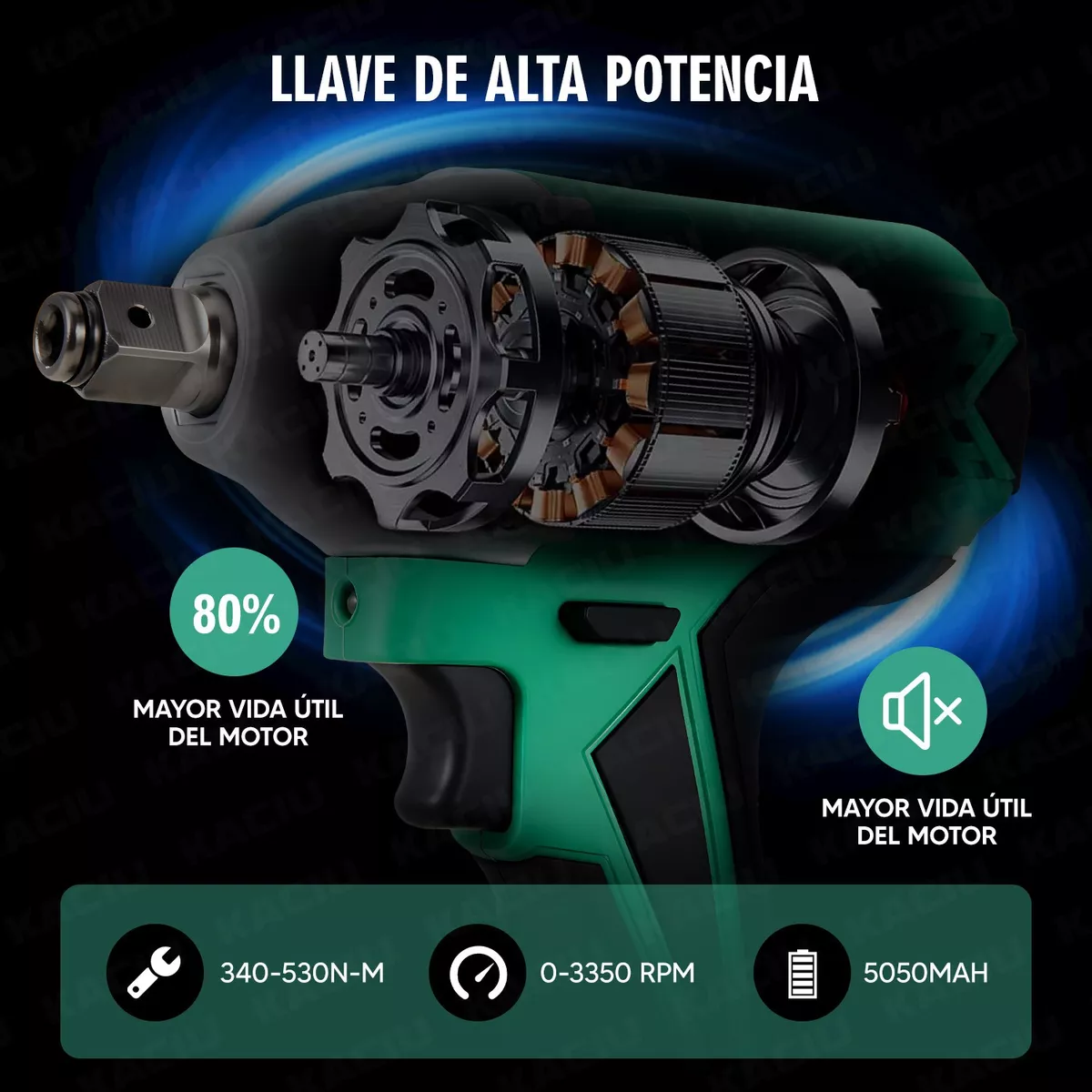 Foto 4 pulgar | Pistola De Impacto Inalámbrica Llave Eléctrica Taladro 1pila Eo Safe Imports Esi-18700 Verde