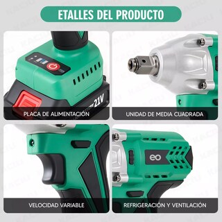 Foto 5 | Pistola De Impacto Inalámbrica Llave Eléctrica Taladro 1pila Eo Safe Imports Esi-18700 Verde