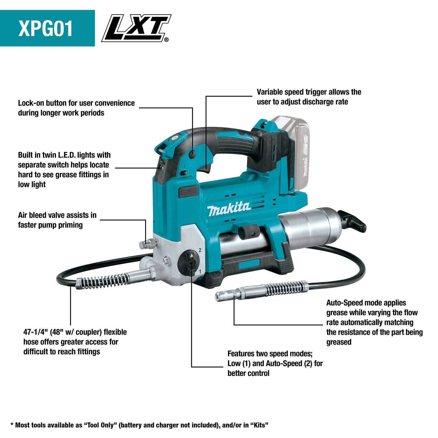 Foto 3 pulgar | Pistola De Engrase Inalámbrica Makita Xpg01s1 18 V Lxt  3.0 Ah - Venta Internacional.