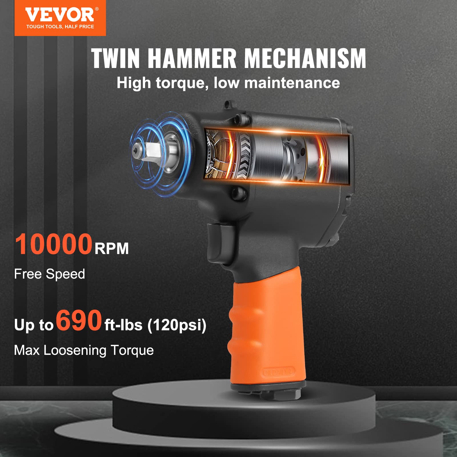 Foto 3 pulgar | Llave Neumática Vevor, Tracción De 3/8 Pulgadas, 690 Pies-libras, Torque - Venta Internacional.