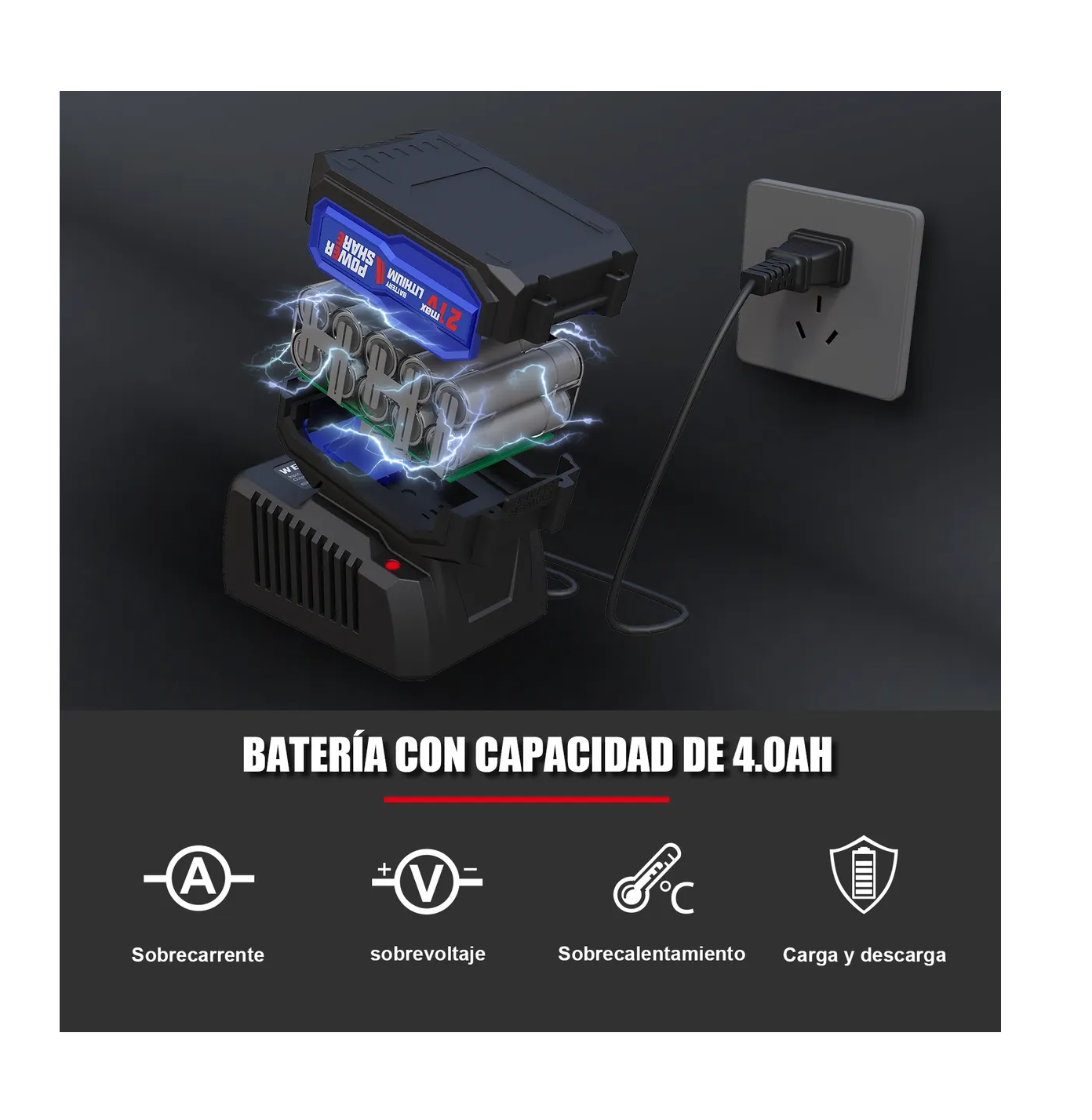 Foto 3 pulgar | Llave De Impacto Inalámbrico Profesional 800nm 2 Baterías Azul