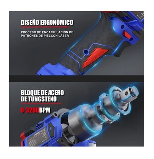 Foto 3 | Llave De Impacto Inalámbrico Profesional 800nm 2 Baterías Azul