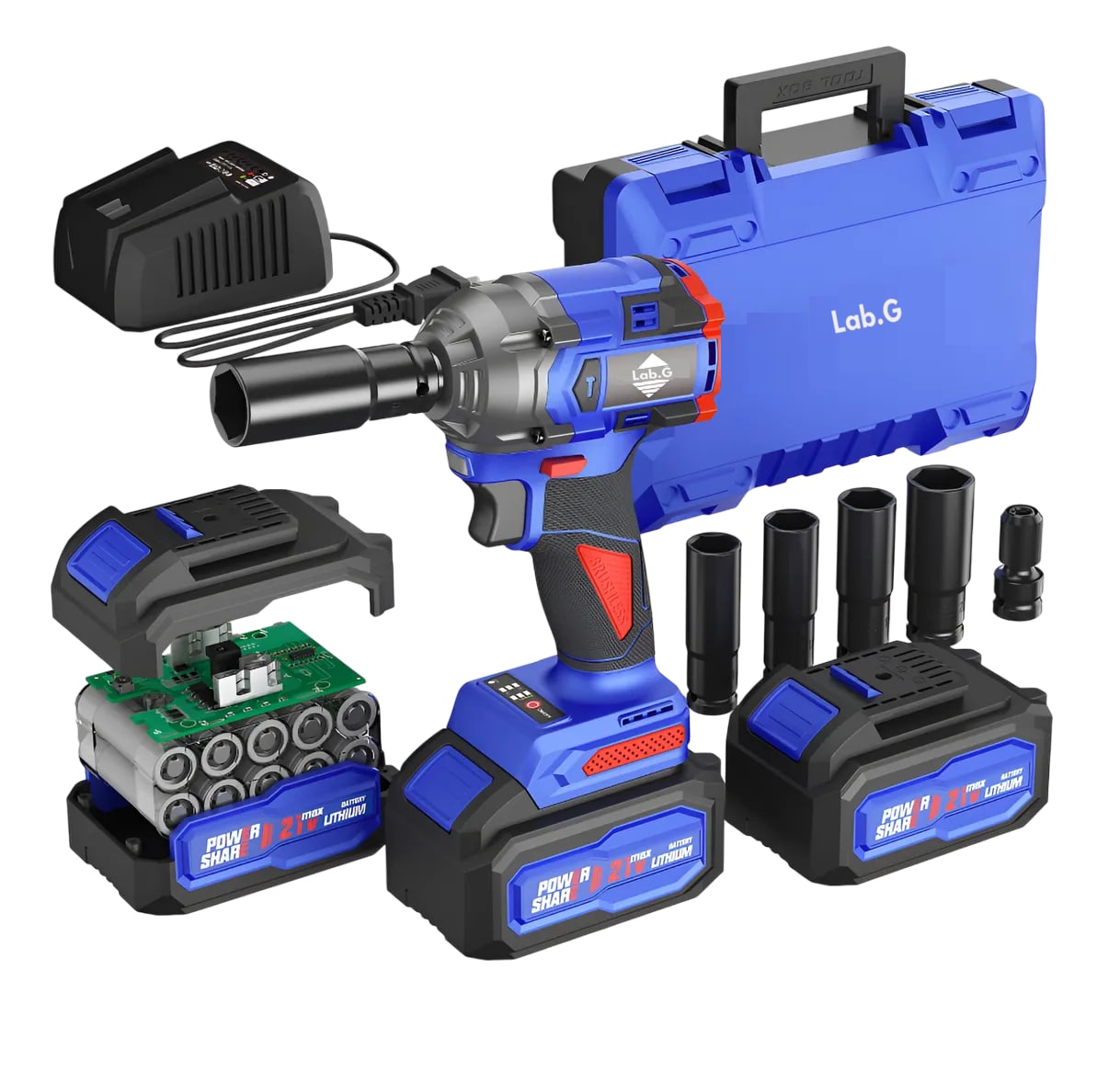 Llave De Impacto Inalámbrico Profesional 800nm 2 Baterías Azul $1,529