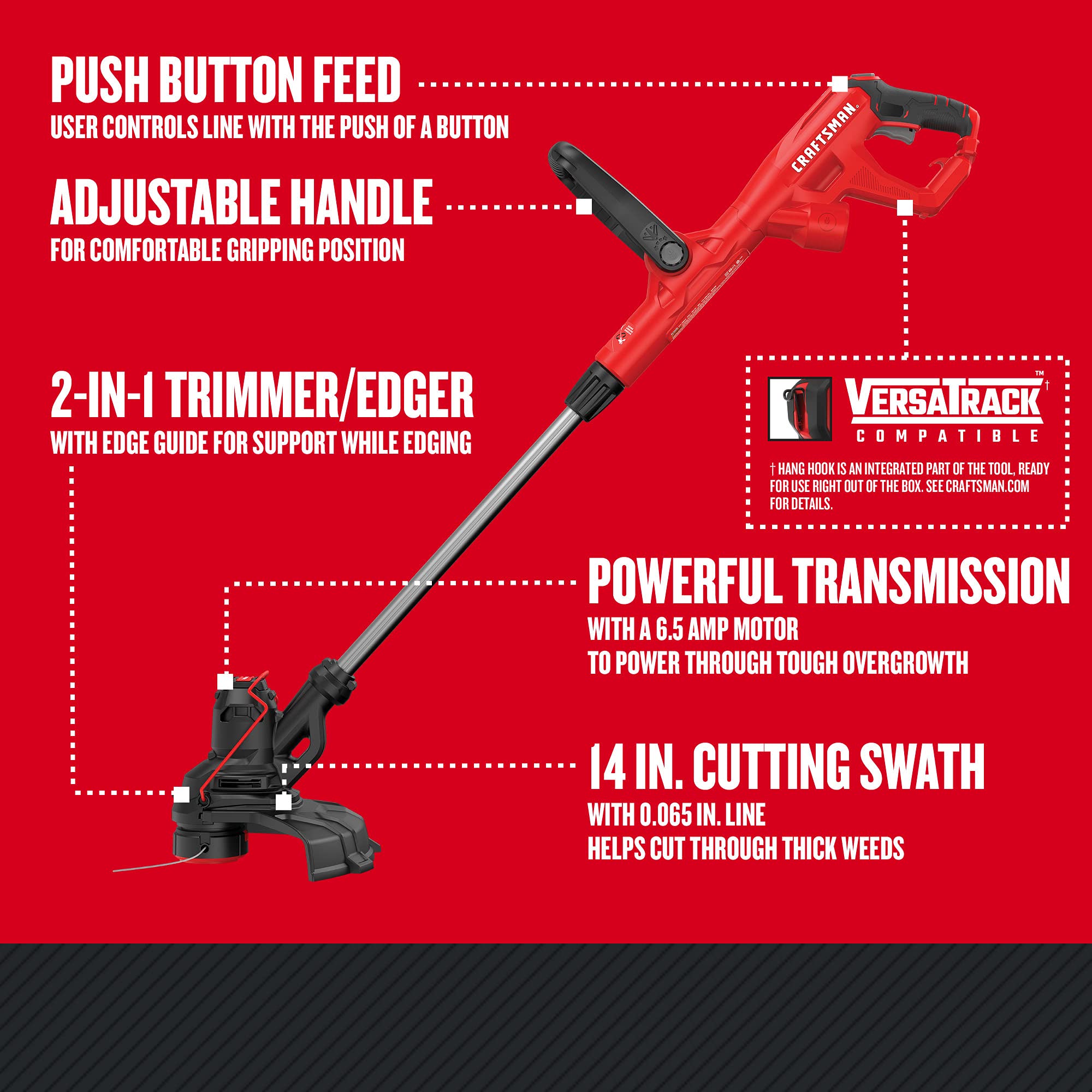 Foto 3 pulgar | Recortadora De Hilo Craftsman Weedwacker  Cmest913, 6,5 A, 35 Cm - Venta Internacional.
