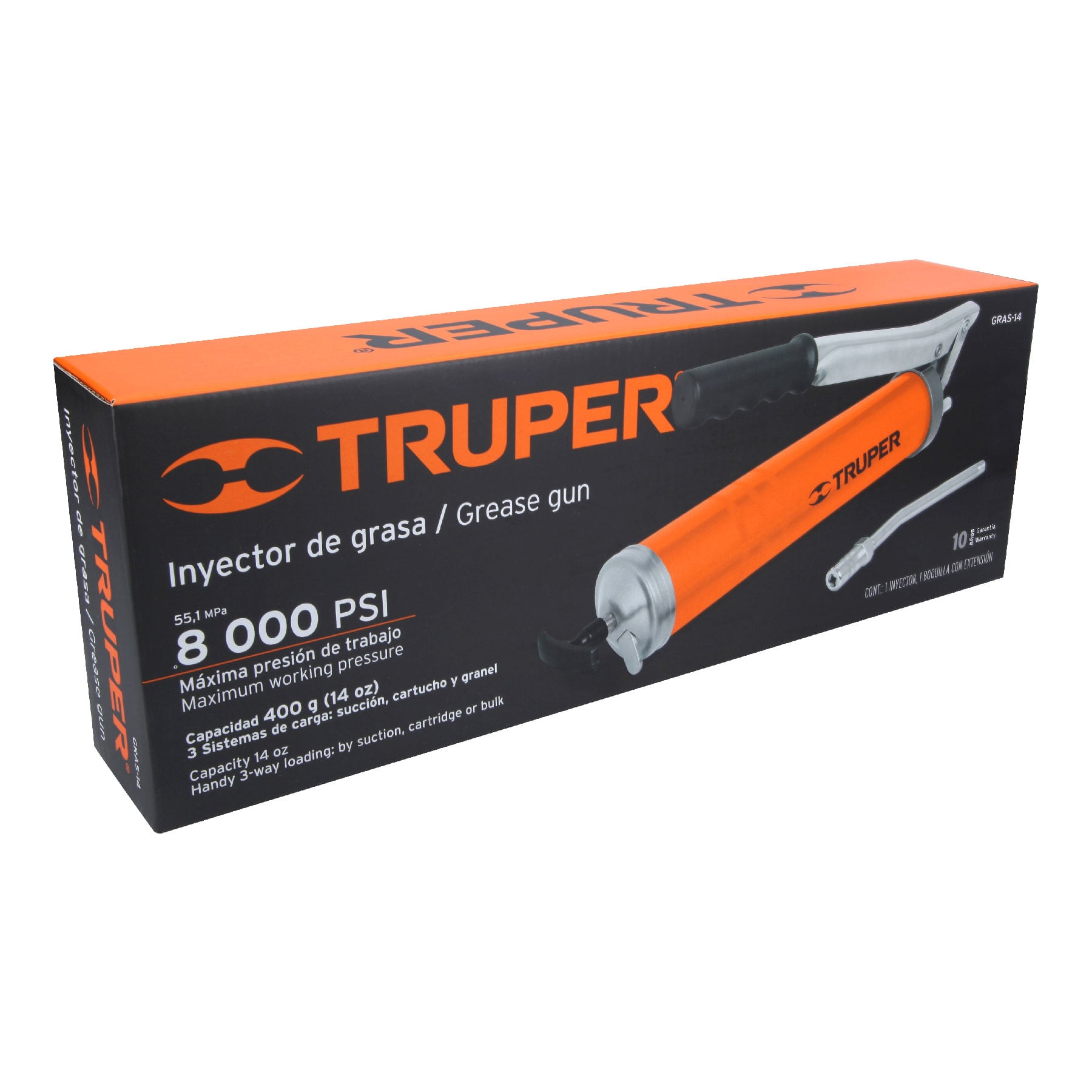 Foto 3 pulgar | Inyectora de Grasa Truper GRAS-14 color Naranja 14 Oz 8000 Psi