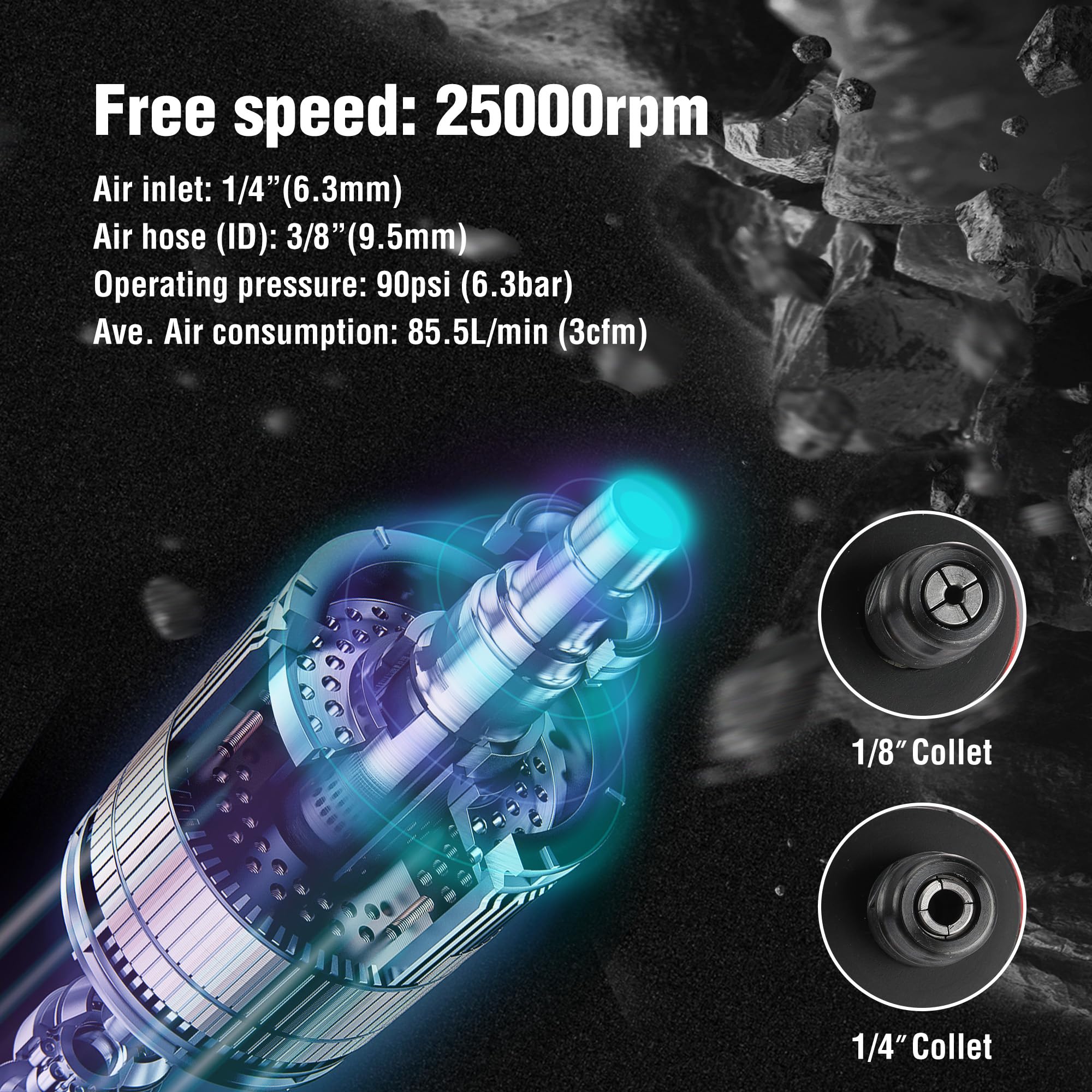 Foto 5 pulgar | Amoladora Neumática De Matriz Recta Workpro 25000 Rpm 1/4 - Venta Internacional.