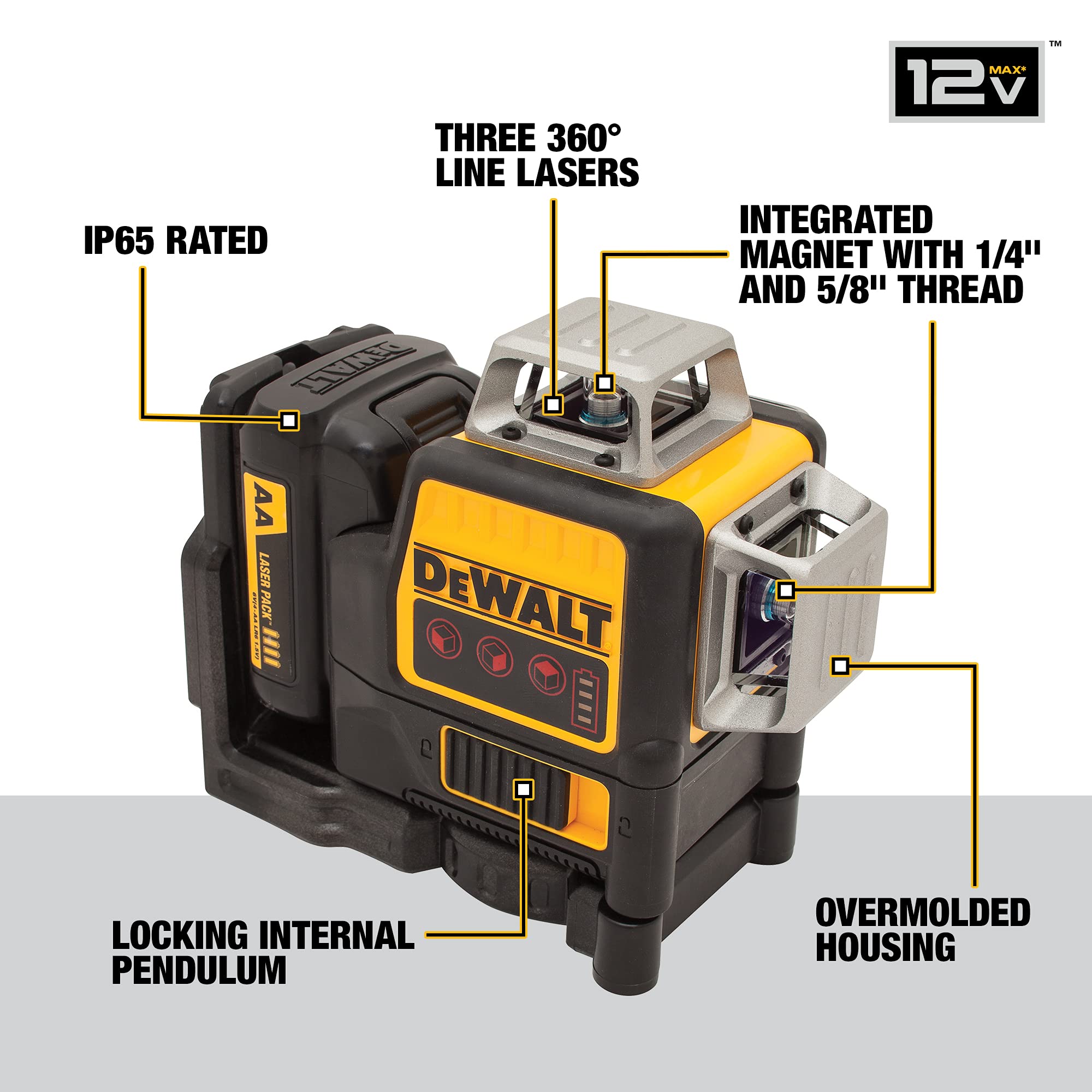 Foto 3 pulgar | Nivel Láser Dewalt Dw089lr 12v Max 3 X 360 Rojo - Venta Internacional.