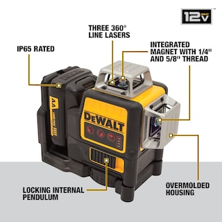 Foto 2 | Nivel Láser Dewalt Dw089lr 12v Max 3 X 360 Rojo - Venta Internacional.