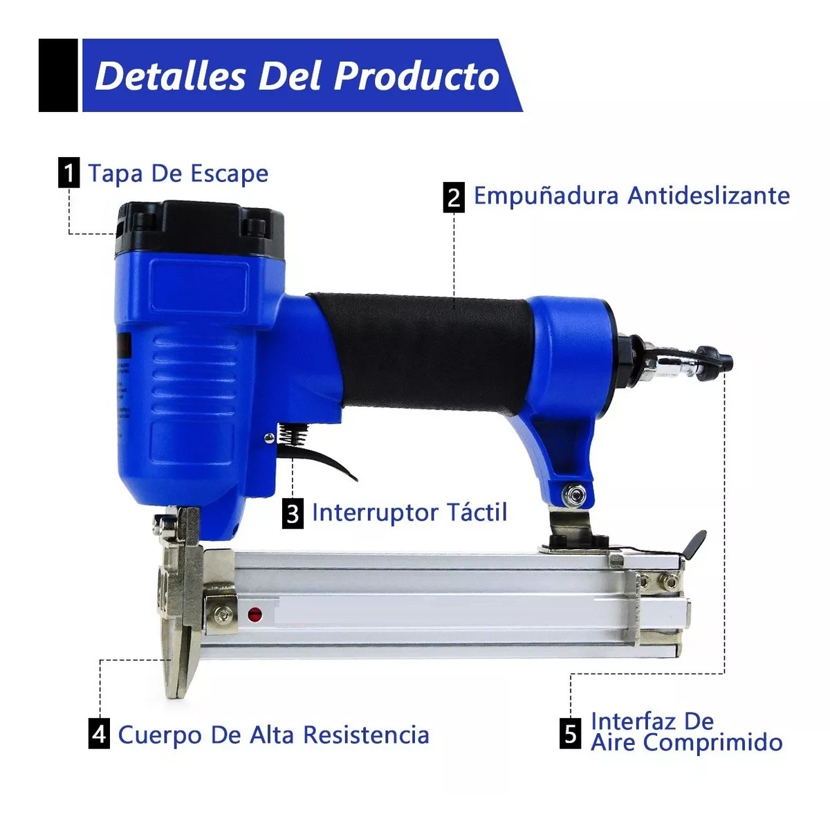 Foto 3 | Clavadora y Engrapadora Neumática Eo Safe Imports ESI-4444 color Azul de Clavos Calibre 18