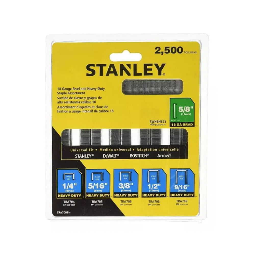 Grapas/clavillos Uso Rudo 2500 Pz Stanley Tra700bn