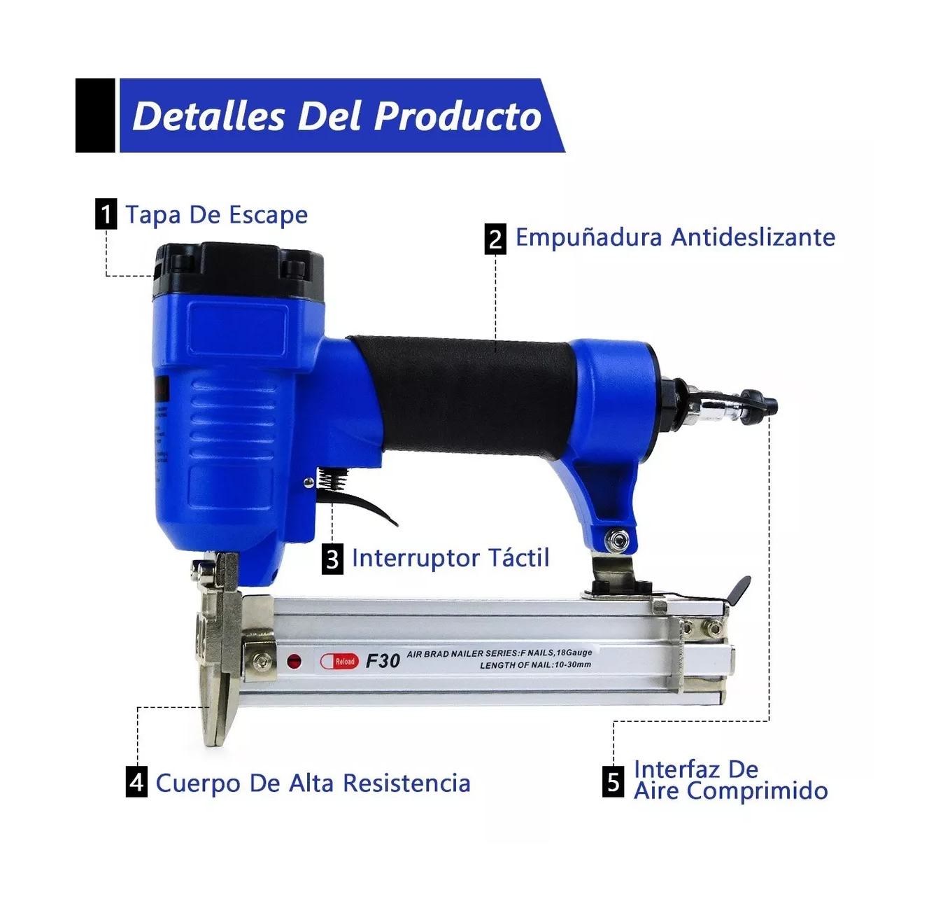 Foto 4 pulgar | Clavadora y Engrapadora Neumática Dayplus color Azul de Clavos Calibre 18