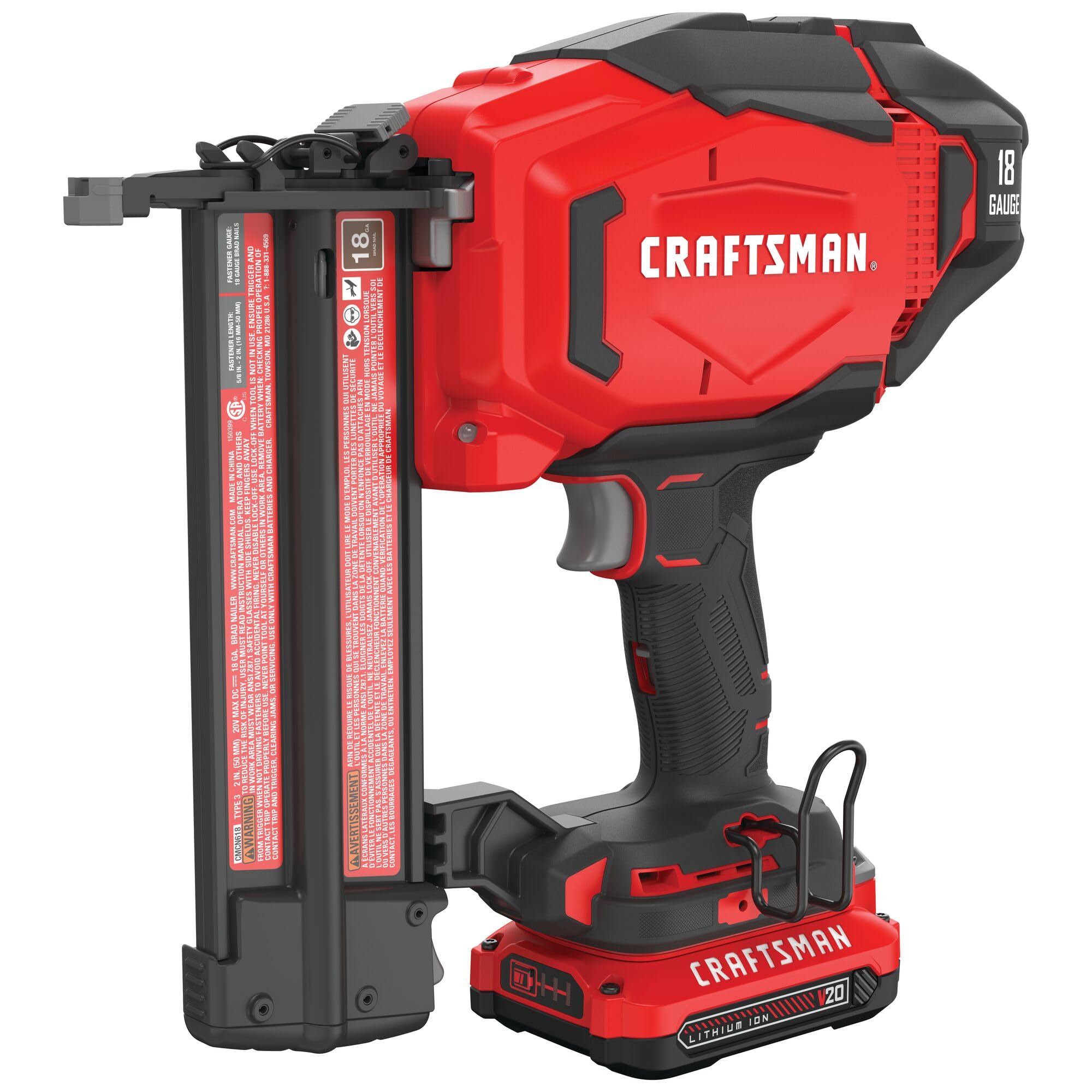 Clavadora Brad Inalámbrica Craftsman V20 Calibre 18 Con Batería - Venta Internacional.